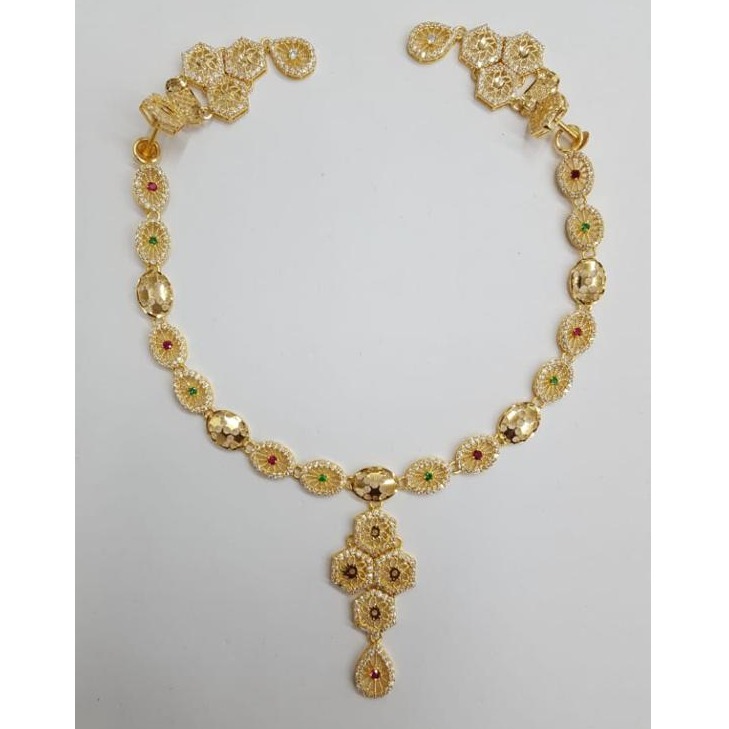 916 Gold CZ Necklace Set For Wedding