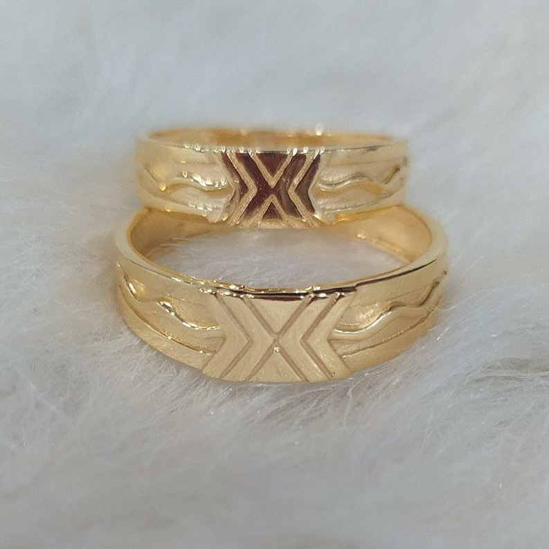 916 Gold Plain Casting Couple Band