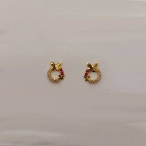 Gold Red Stone Earring
