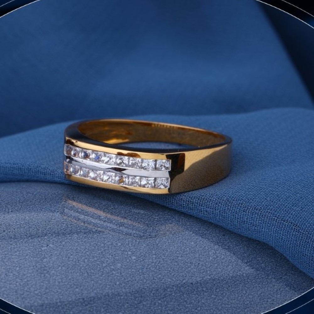 22k gold attractive bow cut-out cz ring for mens r18-616