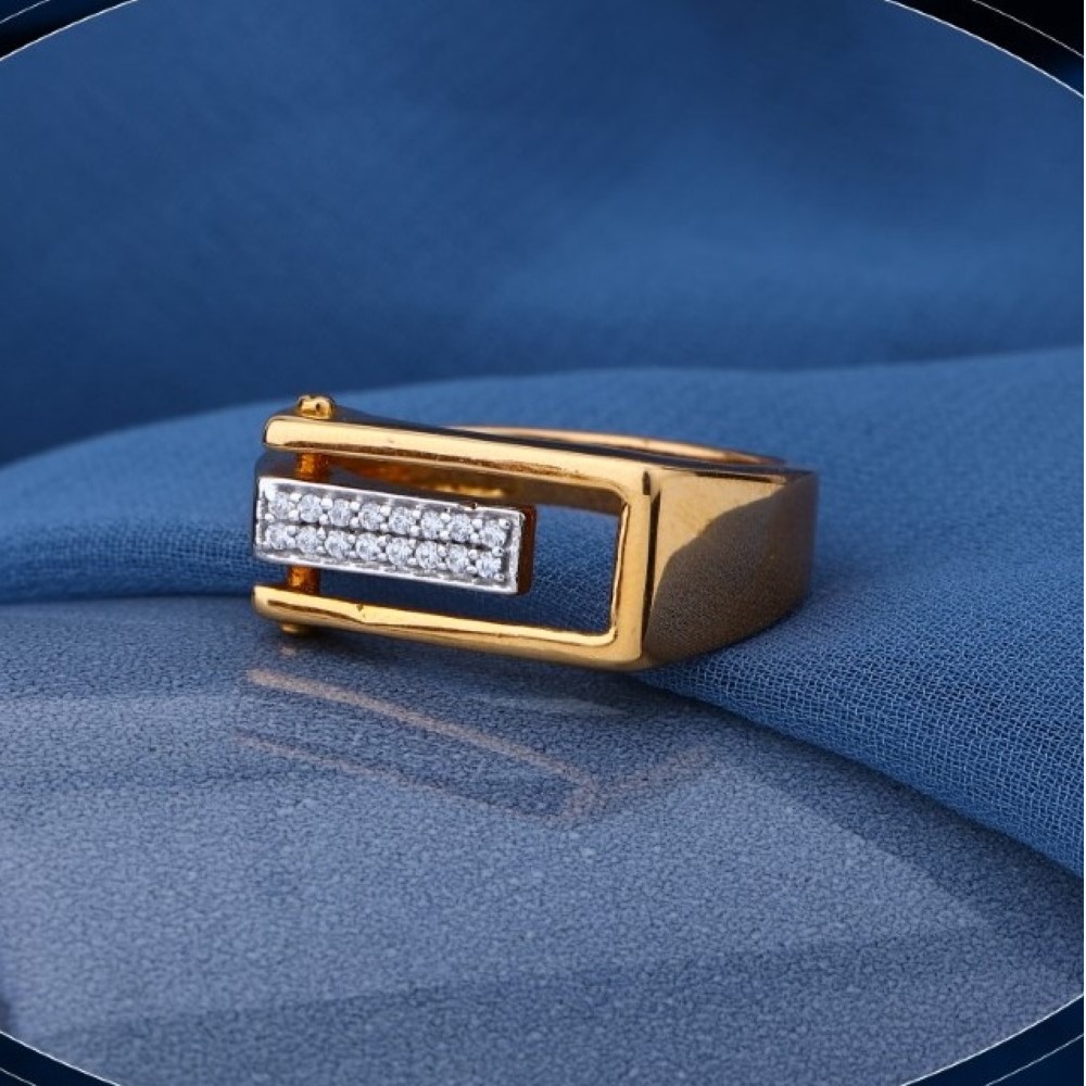 22k gold cut-out interlink cz ring for mens r18-526