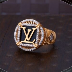 22k gold fancy cz ring for mens r18-2454