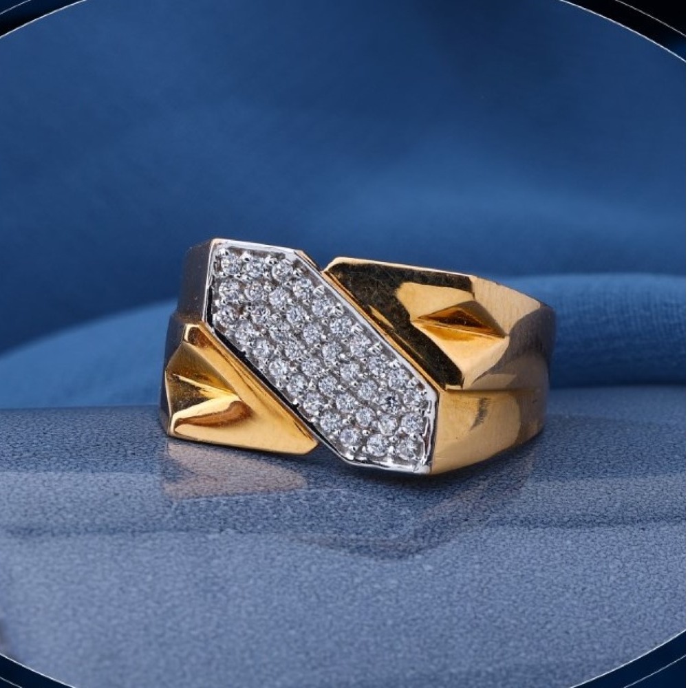 22k gold classy cz ring for mens r18-2274
