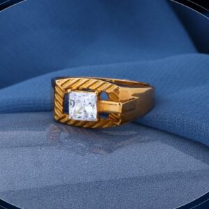 22k gold elite curvy cz ring for mens r18-1127