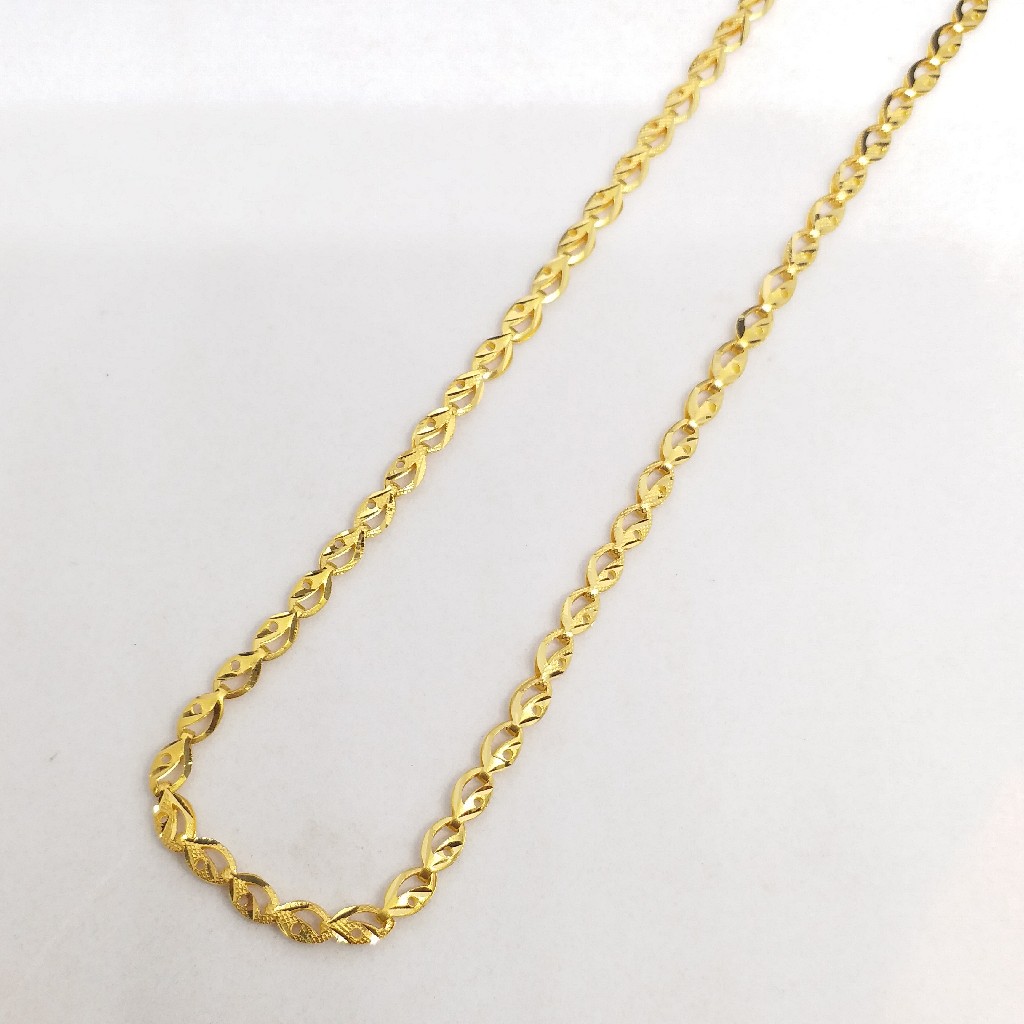22 kt 916 hallmark gold plain unisex chain