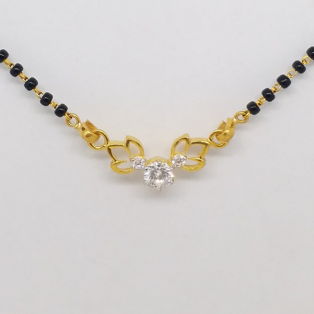 22 kt 916 hallmark gold single stone delicate mangalsutrapendants
