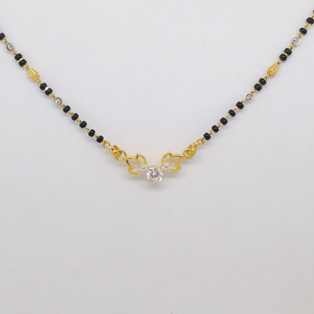 22 kt 916 hallmark gold single stone delicate mangalsutrapendants