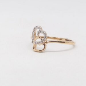 18 KT 750 Hallmark Rose Gold Daimond Fancy Heart Shape ladies Ring