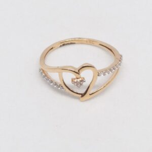 18 KT 750 Hallmark Rose Gold Heart Shape Daimond Fancy ladies Ring