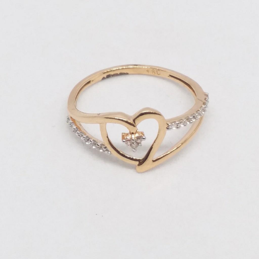 18 KT 750 Hallmark Rose Gold Heart Shape Daimond Fancy ladies Ring - Image 5
