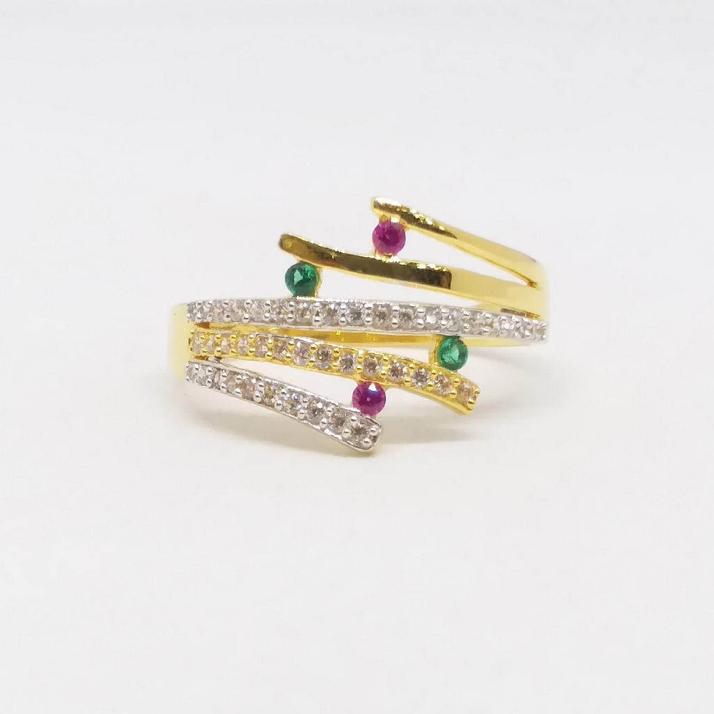 22 KT 916 Hallmark Gold Daimond Fancy ladies party wear Ring