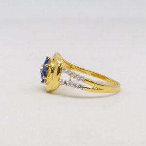 22 KT 916 Hallmark Gold blue Daimond Fancy Ladies Ring