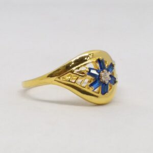 22 KT 916 Hallmark Gold blue Daimond Fancy Ladies Ring
