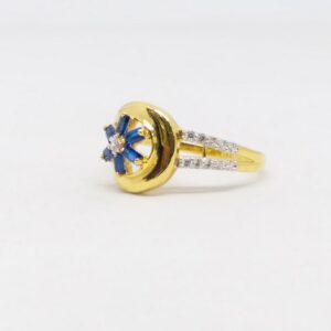 22 KT 916 Hallmark Gold blue Daimond Fancy Ladies Ring