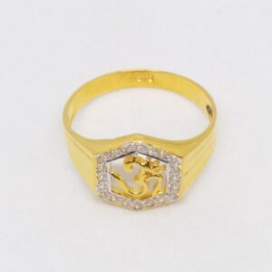 22 KT 916 Hallmark Gold Daimond Fancy om Gents Ring