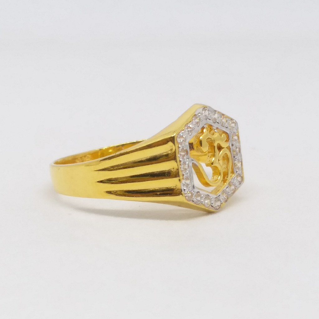 22 KT 916 Hallmark Gold Daimond Fancy om Gents Ring - Image 2
