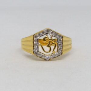 22 KT 916 Hallmark Gold Daimond Fancy om Gents Ring