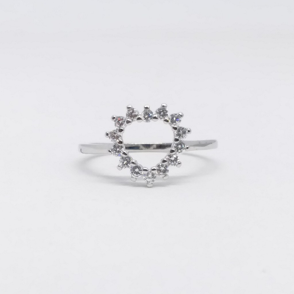 925 Sterling silver heart shape ladies party wear ring