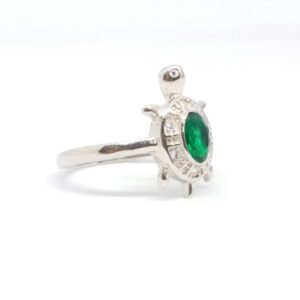 925 Sterling silver Green stone Tortoise Ring
