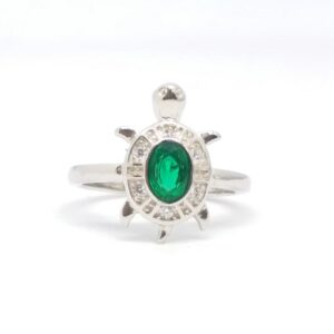 925 Sterling silver Green stone Tortoise Ring
