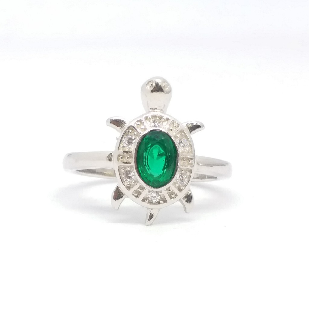 925 Sterling silver Green stone Tortoise Ring