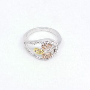 925 sterling silver gold & rose gold polish ladies party wear ring