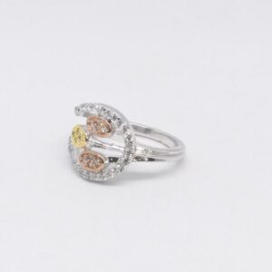 925 sterling silver gold & rose gold polish ladies party wear ring