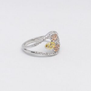 925 sterling silver gold & rose gold polish ladies party wear ring