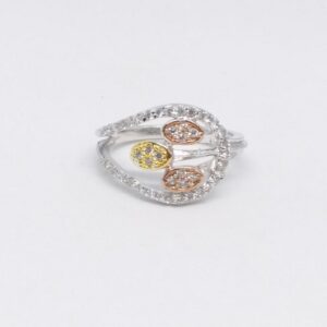 925 sterling silver gold & rose gold polish ladies party wear ring