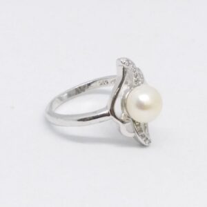 925 Sterling silver pearl fancy ladies ring