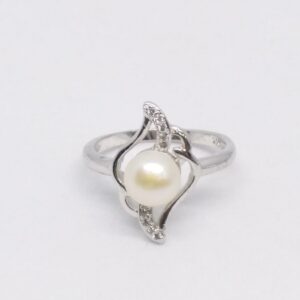 925 Sterling silver pearl fancy ladies ring