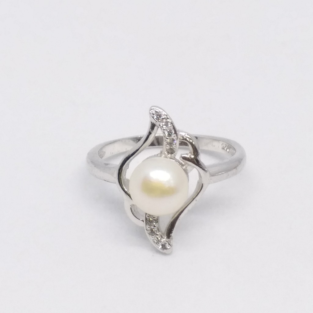 925 Sterling silver pearl fancy ladies ring