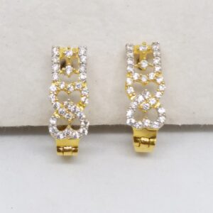 18 KT 750 Gold Daimond Earring type J style Bali