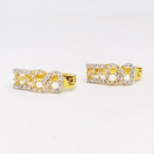 18 KT 750 Gold Daimond Earring type J style Bali