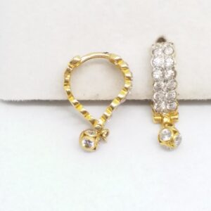 18 KT 750 Gold Daimond Heart Shape Bali with Hanging Latkan