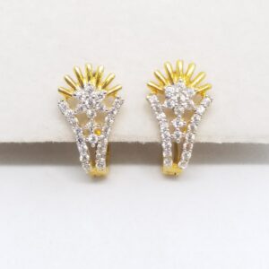 18 KT 750 Gold Daimond Earring type J style Bali