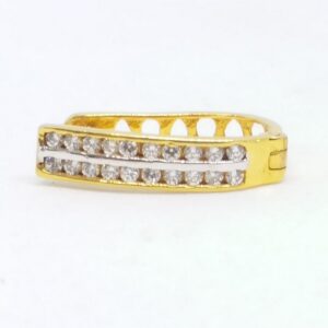 18 kt 750 gold daimond earring type j style double line daimond bali