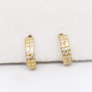 18 kt 750 gold daimond earring type round double line daimond bali