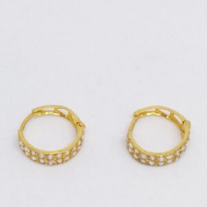 18 kt 750 gold daimond earring type round double line daimond bali