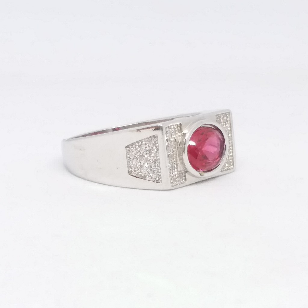 925 Sterling silver Single Pink Stone Gents Ring - Image 2