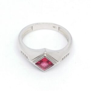 925 Sterling silver Single Pink Stone Gents Ring
