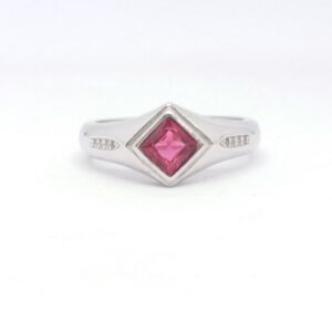 925 Sterling silver Single Pink Stone Gents Ring