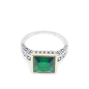 925 Sterling silver Green stone Gents Ring
