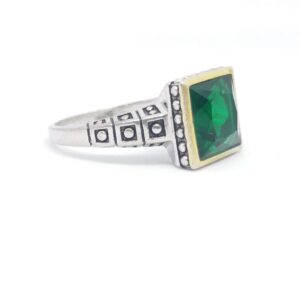 925 Sterling silver Green stone Gents Ring