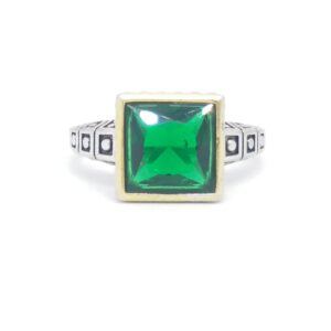 925 Sterling silver Green stone Gents Ring