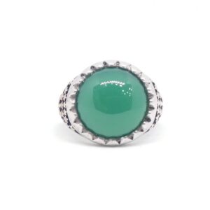 925 Sterling silver antique oxidase Green stone diamond Gents Ring