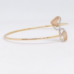 18 kt 750 rose gold heart piece flexible ladies kada bracelet