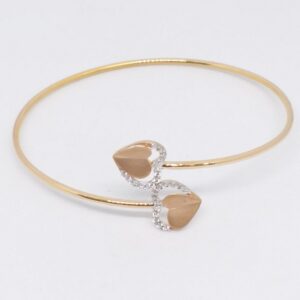 18 kt 750 rose gold heart piece flexible ladies kada bracelet