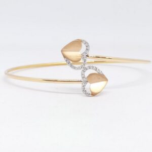 18 kt 750 rose gold heart piece flexible ladies kada bracelet