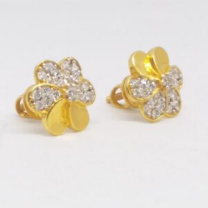 22 KT 916 Gold Diamond met Round Flowers tops